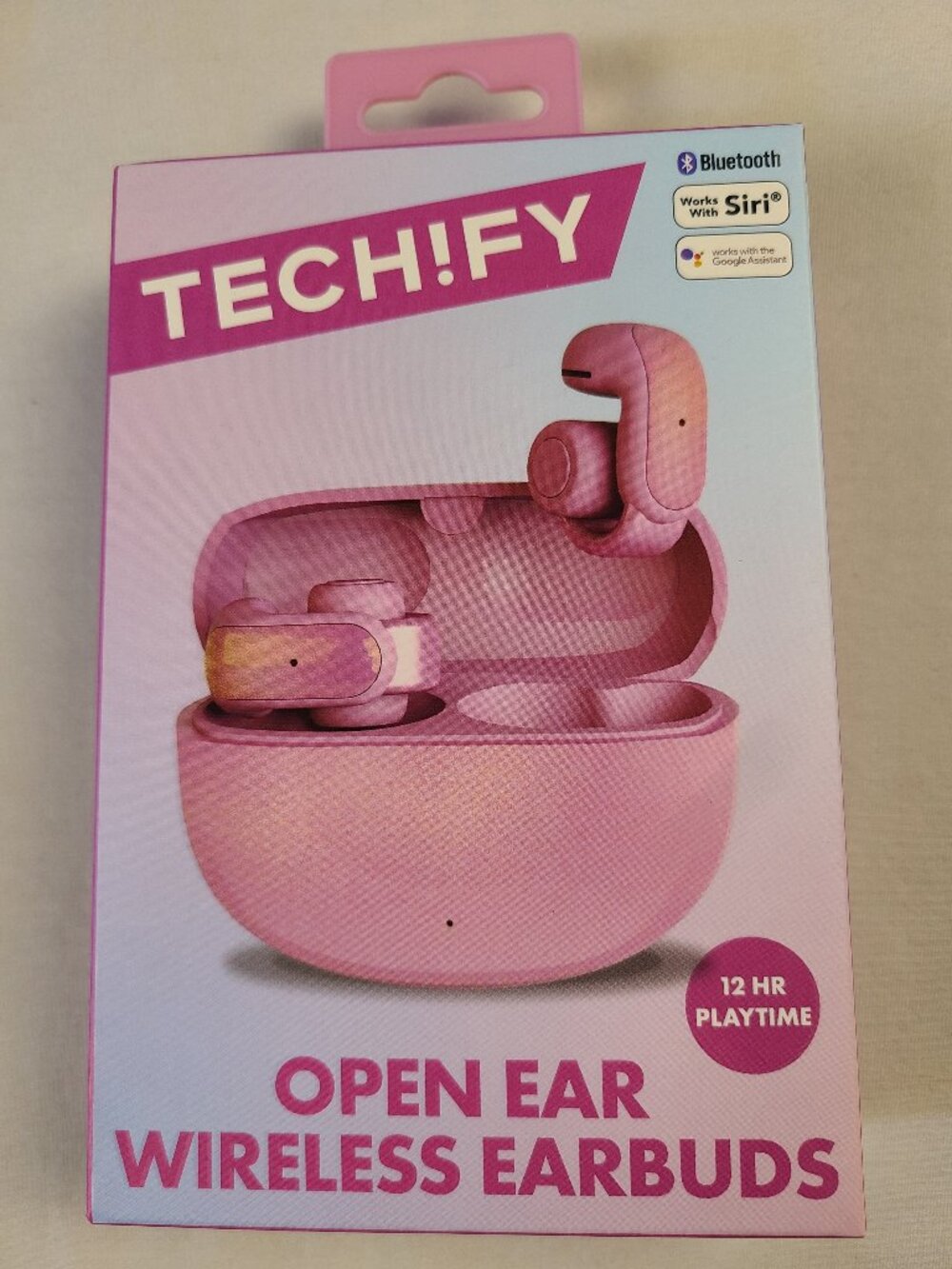 Tech!Fy Pink Bluetooth Open Ear Wireless Earbuds New